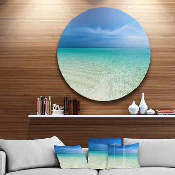 Turquoise Ocean Under Blue Sky - Sea & Shore Circle Metal Wall Decor